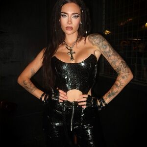 Cheetah Faux Leather pants + corset